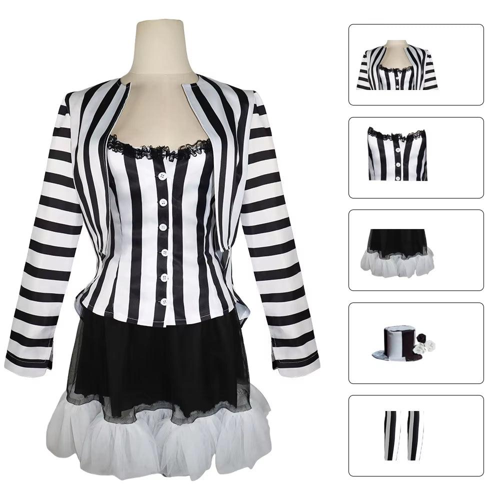 Movie Beetle Cos Juice Michael Cosplay Keaton Costumes Anime Stripes Suit Cos Punk Halloween Costumes for Women Men Kids Cosplay