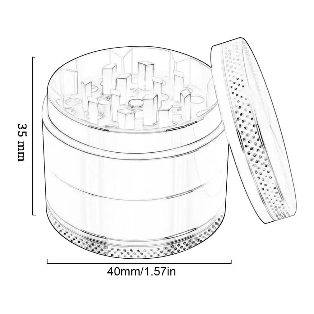 Broyeur métallique à herbes de 40mm, broyeur irisé à 4 couches, broyeur à épices en alliage de Zinc, accessoires de fumée, Surface de peinture Nano