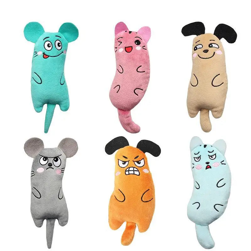 Lindos juguetes para gatos, divertido juguete interactivo para gatos de peluche, Mini dientes para rechinar los dientes, juguetes con hierba gatera, juguete chillón para masticar, accesorios para mascotas