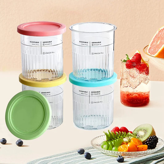 4PCS Ice Cream Pints And Lids Ice Cream Pint Storage For Ninja Creami NC500 NC501 Ice Cream Storage Containers Food Freezer