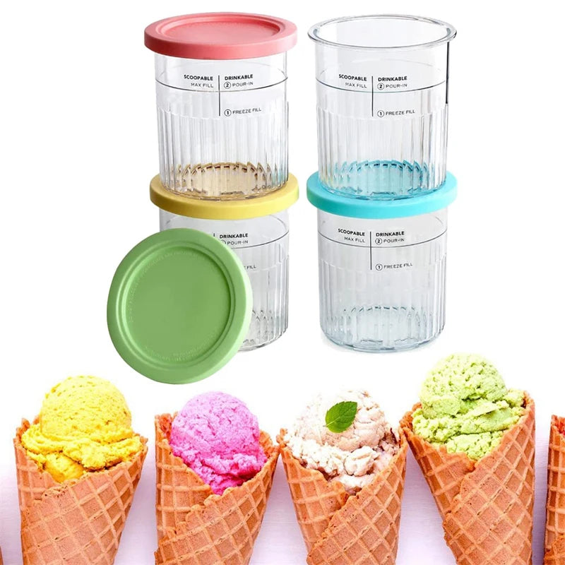 4PCS Ice Cream Pints And Lids Ice Cream Pint Storage For Ninja Creami NC500 NC501 Ice Cream Storage Containers Food Freezer