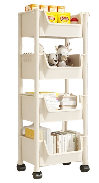 Estantería con carrito, estante de almacenaje para cocina creativo portátil, vitrina móvil para sala de estar, estantería móvil de esquina con ruedas