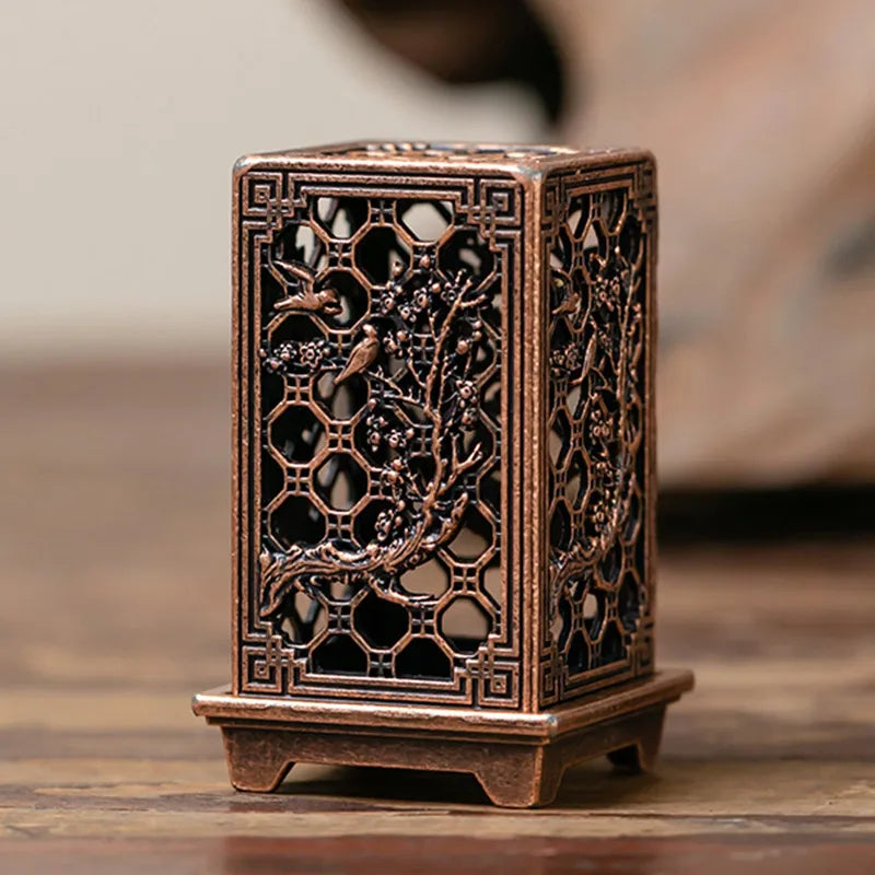 Square Vertical Incense Burner Xiangyun Alloy Incense Holder Indoor Aromatherapy Home Ornament Chinese Plum Inense Burners