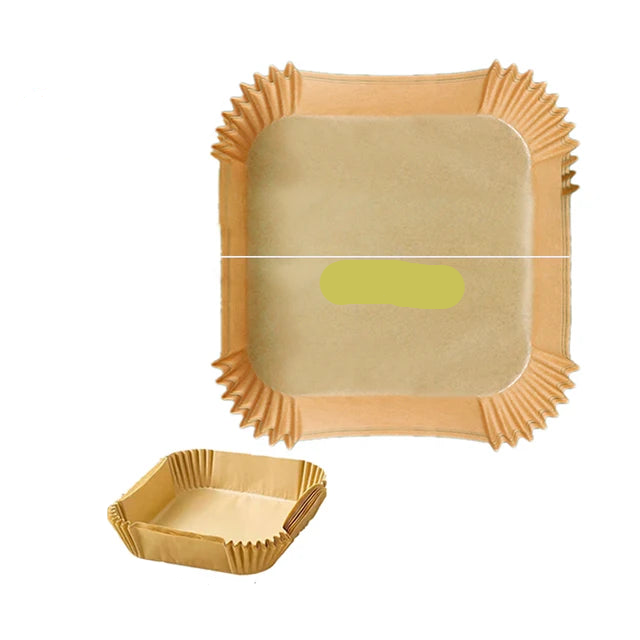 Accessoires de friteuse à Air jetables en papier, 50/100 pièces, revêtement carré rond résistant à l'huile, tapis antiadhésif pour la cuisson au four de cuisine