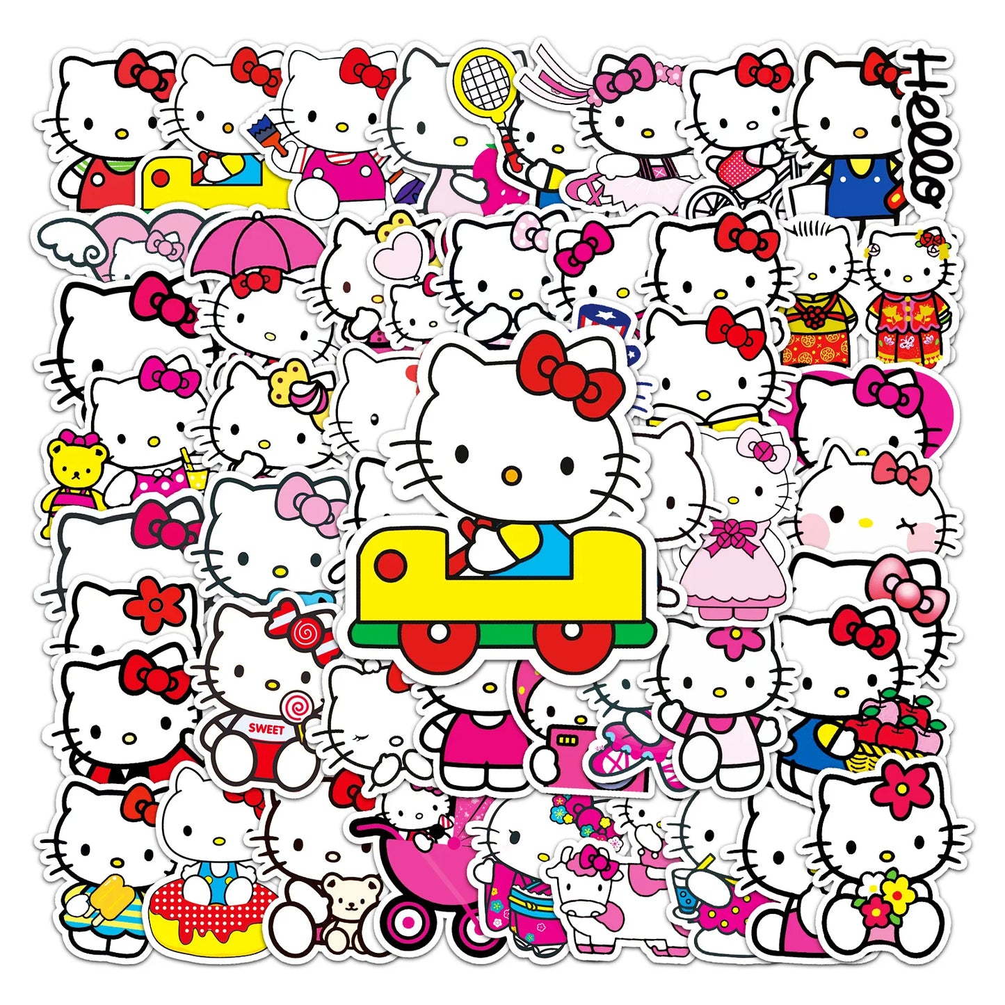 Kitty Sticker-50 pièces ensemble-Variété imperméable pour toutes les surfaces 