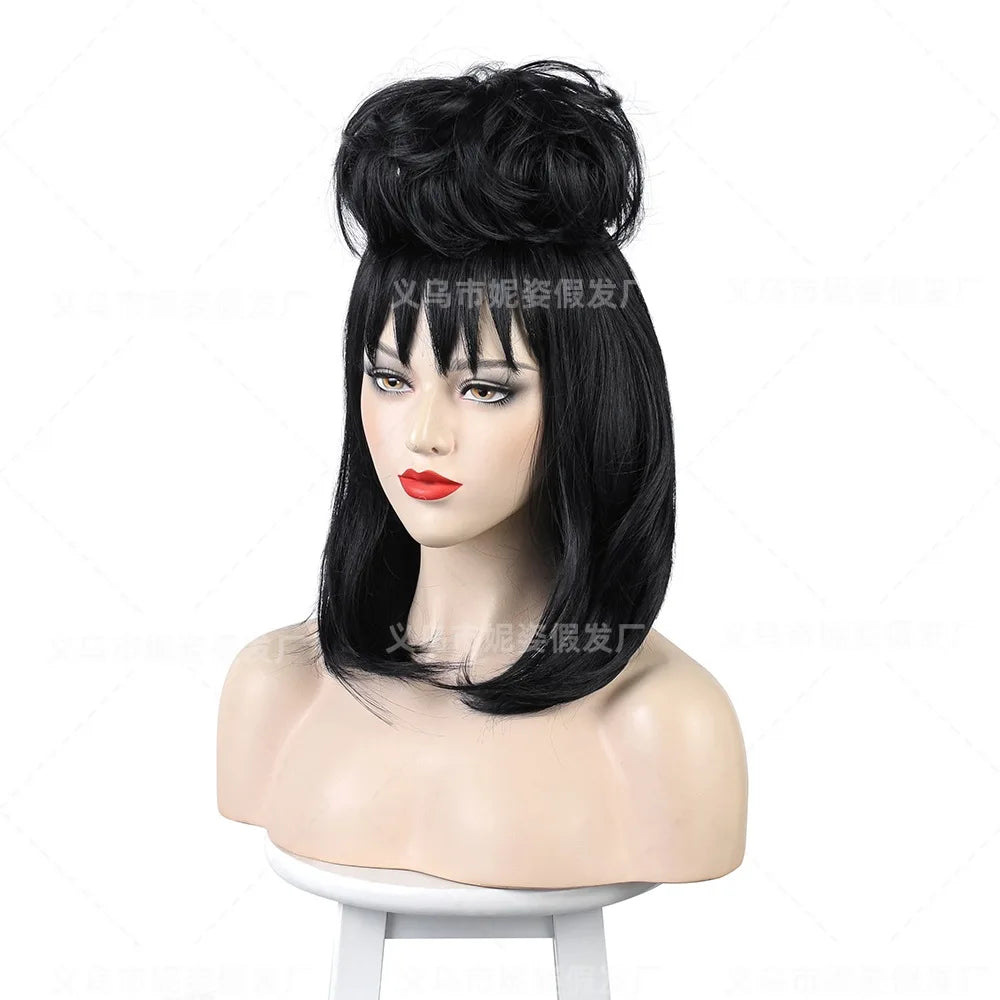 Halloween Party Wigs Beetle Wig Lydia Deetz Cosplay Wig Headgear by the Underworld Mage for Women Wig + Free Wig Cap