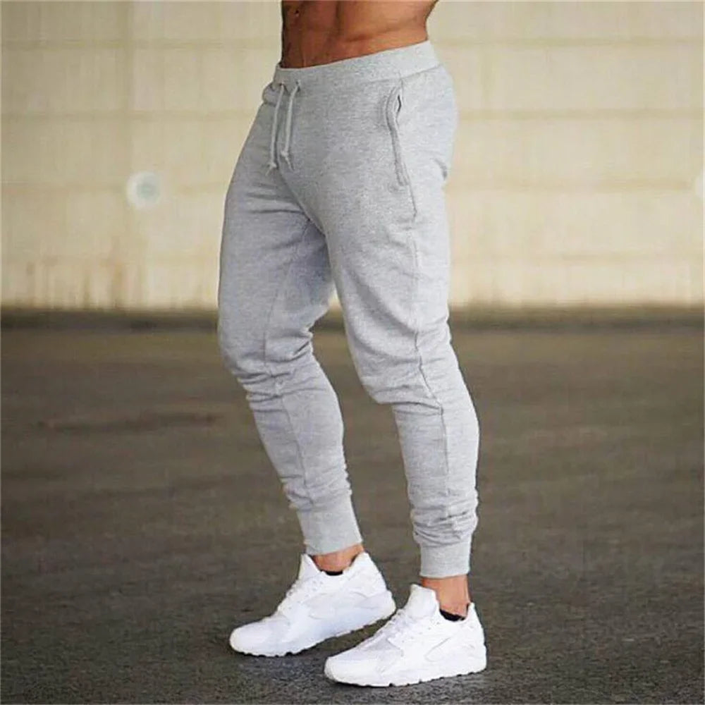 2024 Fashion Men Gyms Pure Color Pants Joggers Fitness Casual Long Pants Men Workout Skinny Sweatpants Jogger Tracksuit Trousers