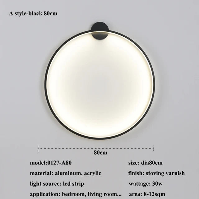 New Modern Led Black Gold Circle Wall Lamp Bedroom Decoration Led Wall Lamp Living Room Background Wall Light Wall Lamp