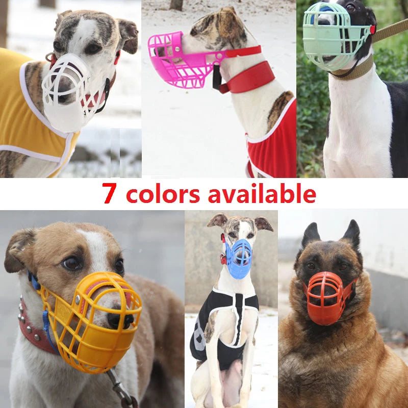 Bozal ajustable para perro, máscara de plástico antiladridos, cubierta para la boca, bozales de cesta para galgo, Gree Whippet, suministros para mascotas con S/M/L