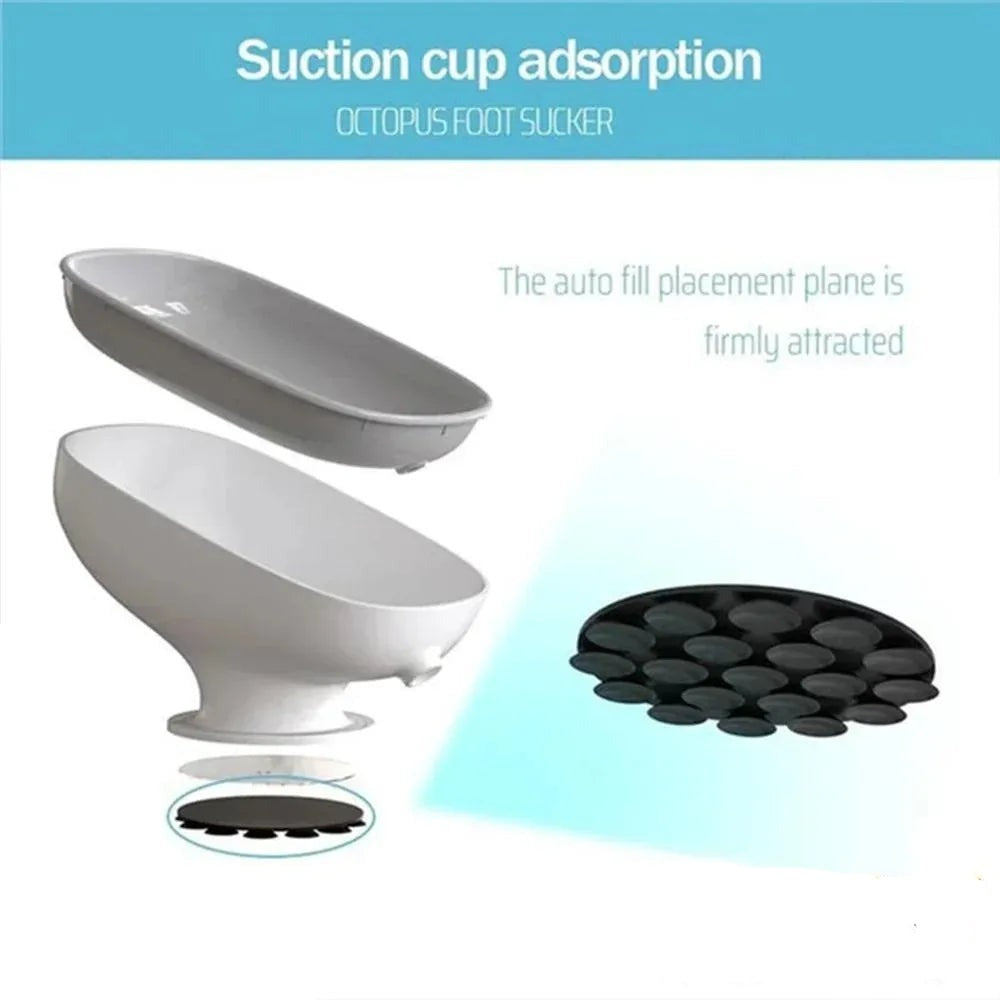 Non-porous Home Soap Dish Creative Suction Cup Soap Holder Creative Drainage Double Laundry Soap Place Rack Bathroom Accessories