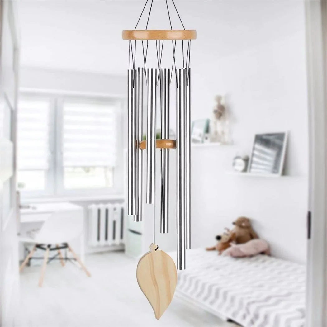 Carillons éoliens porte-bonheur, pendentif cloche à 6 Tubes pour la décoration de la maison, son clair et élégant, adapté à une utilisation intérieure et extérieure