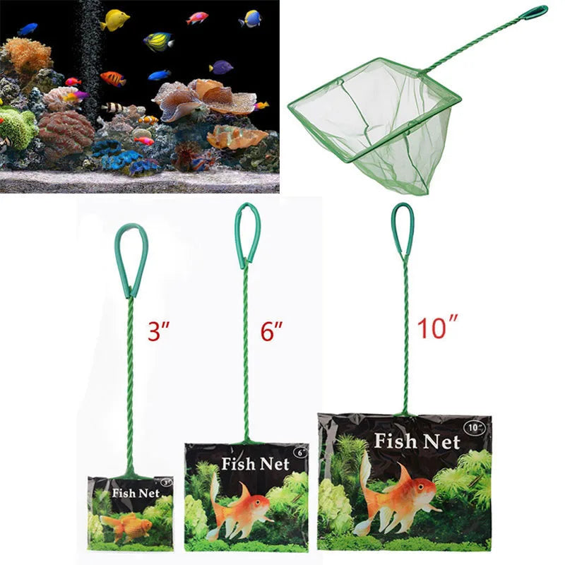 Filet à poisson Portable à Long manche, accessoires d'aquarium carrés, filet d'atterrissage pour Aquarium, outil de nettoyage d'objets flottants