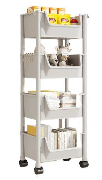 Trolley Bookshelf Portable Creative Kitchen Storage Rack Living Room Mobile Display Cabinet Corner Movable Bookshelf With Wheels