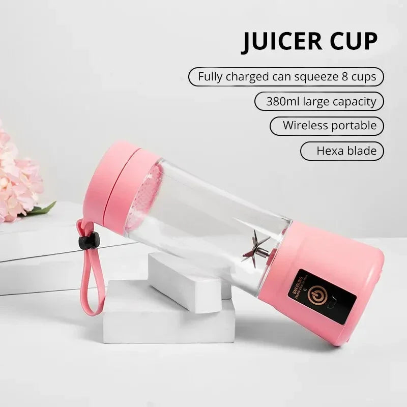 Mélangeur de jus de fruits portables, Mini bouteille électrique personnelle d'été, presse-agrumes USB à 6 lames, Machine pour la cuisine