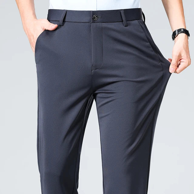 29-42 Men's Summer Thin Fashion Business Casual Suit Pants Long Pants Men's Elastic Straight Sleeve Formal Pants Plus Size