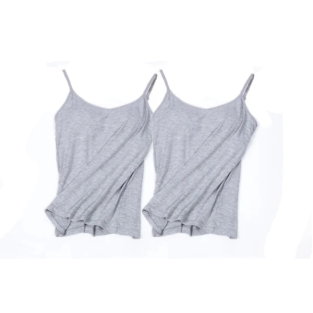 Women Camisole Vest Underwear Summer Soft Tank Top Bra Spaghetti Strap Modal Sling Breathable Padded Female Comfort Camisole