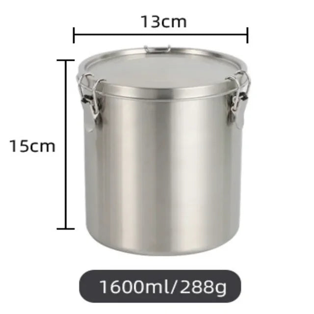 Tanques de acero inoxidable de 520/1000/1600/2500ml, contenedores sellados para Pasta, frutas, cereales, té y café multigrano, contenedores de almacenamiento de alimentos para cocina