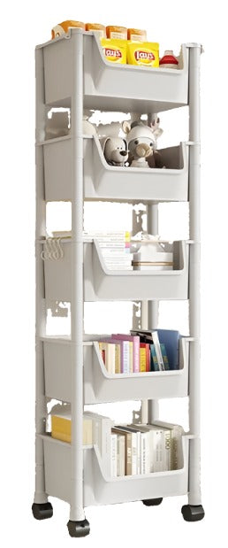 Estantería con carrito, estante de almacenaje para cocina creativo portátil, vitrina móvil para sala de estar, estantería móvil de esquina con ruedas