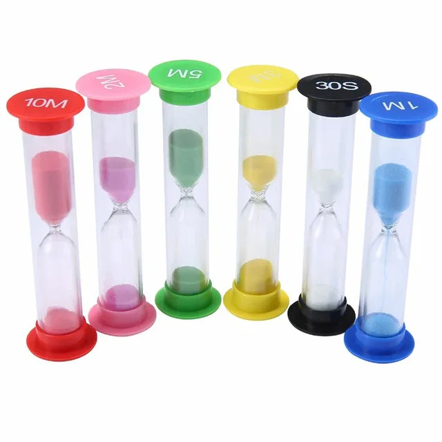 6Pcs Sand Timer Plastic Hourglass Timer Colorful Sandglass Hourglass Small 30sec/1min/2mins/3mins/5mins/10mins Sand Clock Timer