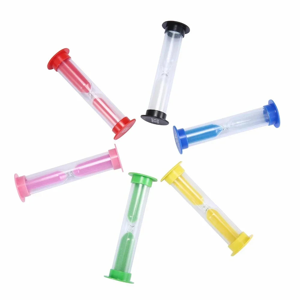 6Pcs Sand Timer Plastic Hourglass Timer Colorful Sandglass Hourglass Small 30sec/1min/2mins/3mins/5mins/10mins Sand Clock Timer