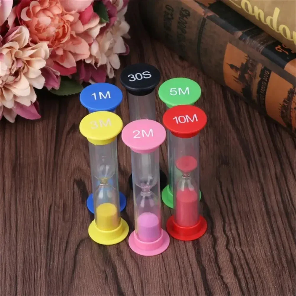 6Pcs Sand Timer Plastic Hourglass Timer Colorful Sandglass Hourglass Small 30sec/1min/2mins/3mins/5mins/10mins Sand Clock Timer