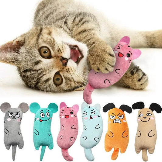 Lindos juguetes para gatos, divertido juguete interactivo para gatos de peluche, Mini dientes para rechinar los dientes, juguetes con hierba gatera, juguete chillón para masticar, accesorios para mascotas