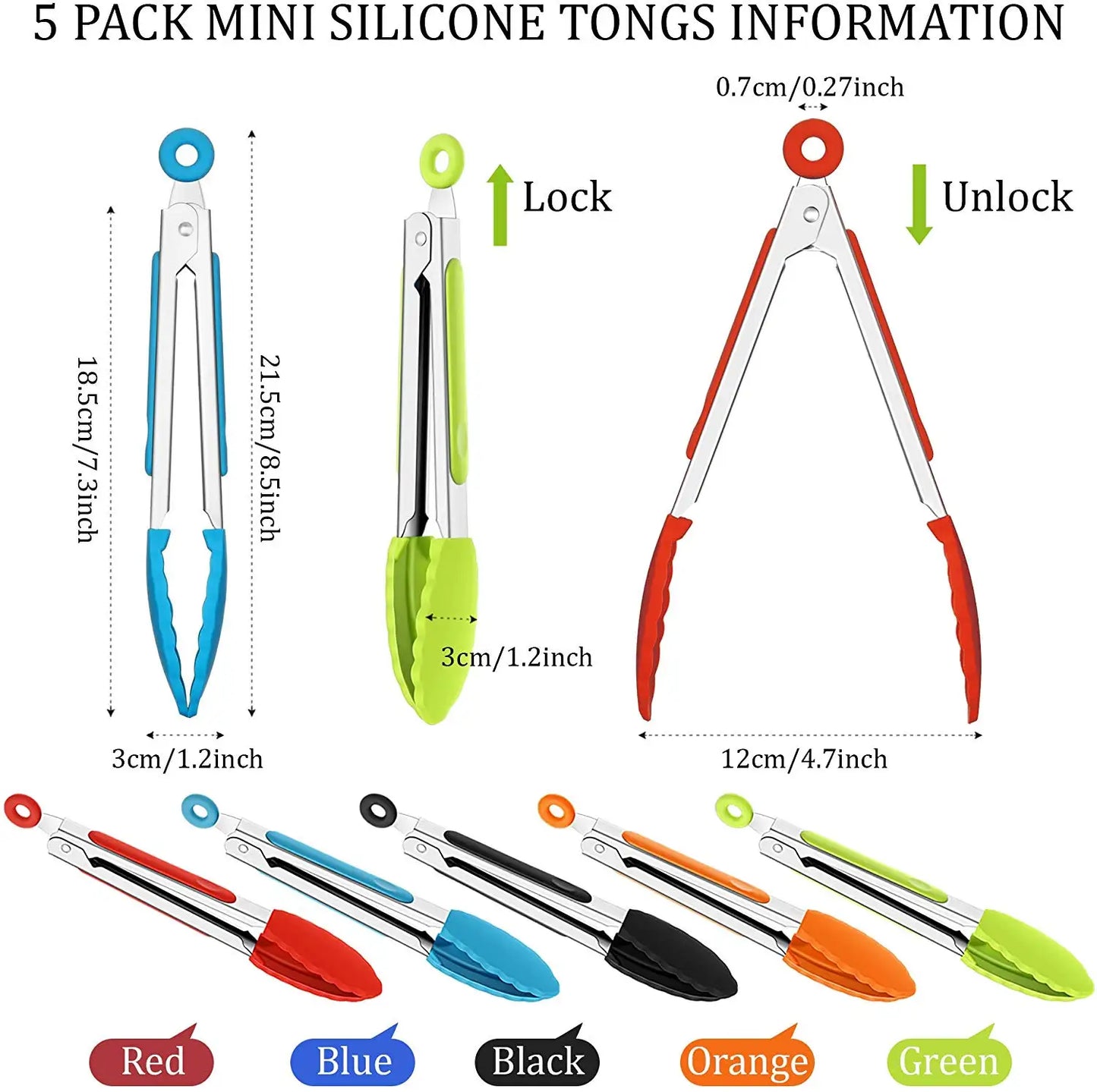 Pinces de cuisine en Silicone pour BBQ, 7/9/12 pouces, pinces de cuisson verrouillables en acier inoxydable avec embouts en Silicone, pinces alimentaires antidérapantes pour la cuisson