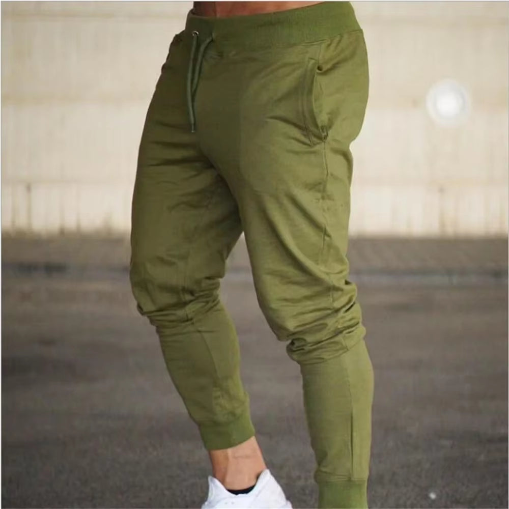 2024 Fashion Men Gyms Pure Color Pants Joggers Fitness Casual Long Pants Men Workout Skinny Sweatpants Jogger Tracksuit Trousers