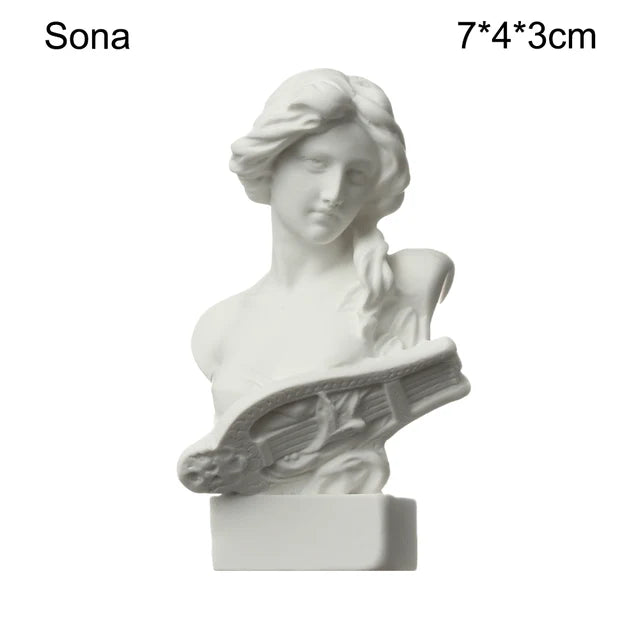 Busto de yeso en miniatura de estilo nórdico, estatua de mitología griega, escultura famosa, adorno de escritorio, decoración del hogar, dibujo práctico 