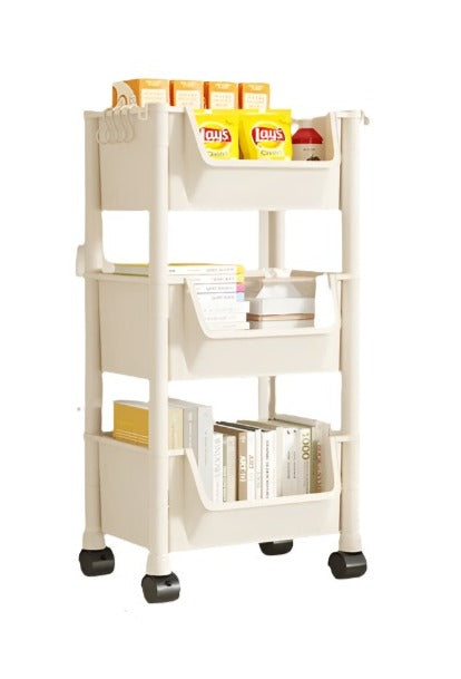 Trolley Bookshelf Portable Creative Kitchen Storage Rack Living Room Mobile Display Cabinet Corner Movable Bookshelf With Wheels