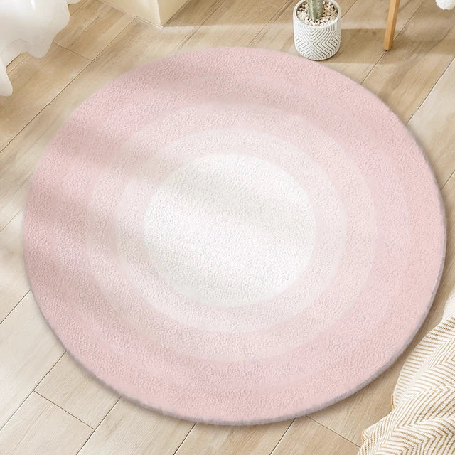 Simple Gradient Living Room Round Carpet Light Luxury Study Room Cloakroom Fluffy Soft Carpets Home Bedroom Bedside Plush Rug