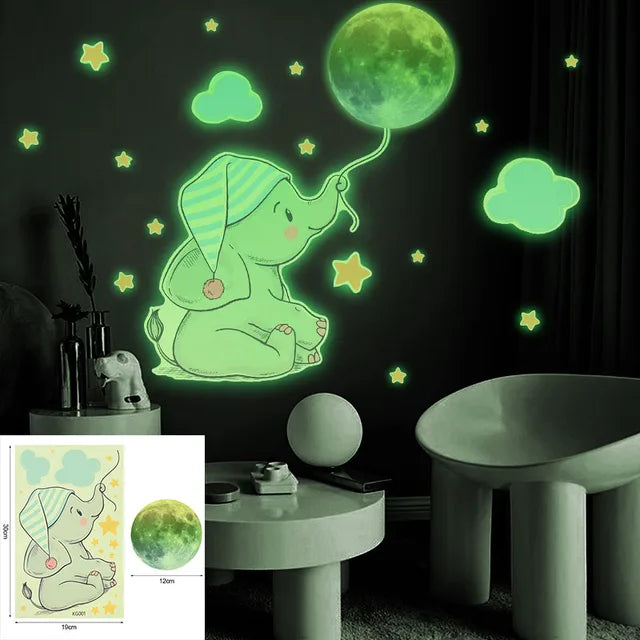 Luminous Unicorn Wall Stickers Rainbow Clouds Star Fluorescence Wall Decals For Kids Rooms Home Decor Glow In The Dark Wallpaper