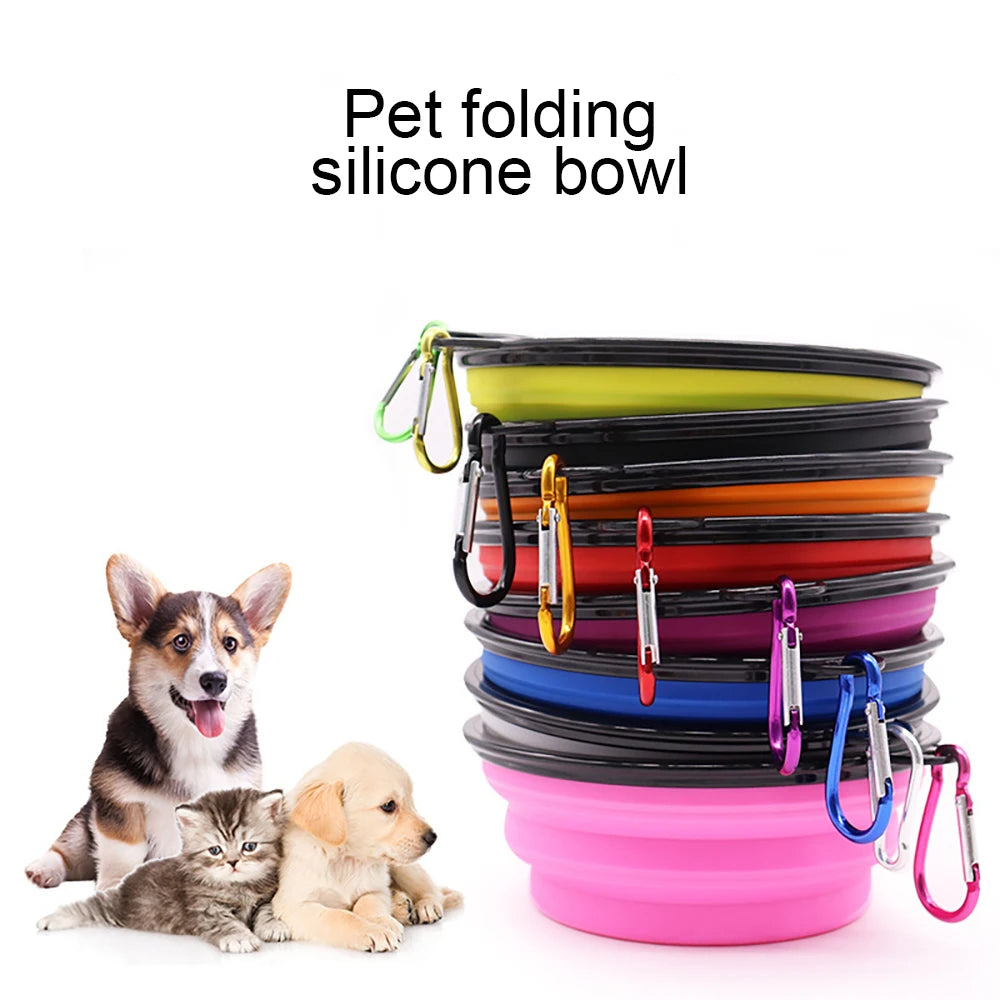 Cuenco plegable portátil para mascotas, comederos de silicona para perros con gancho colgante, cuenco para perros y gatos, artículos para Mascotas, cuenco para comida para perros, Mascotas