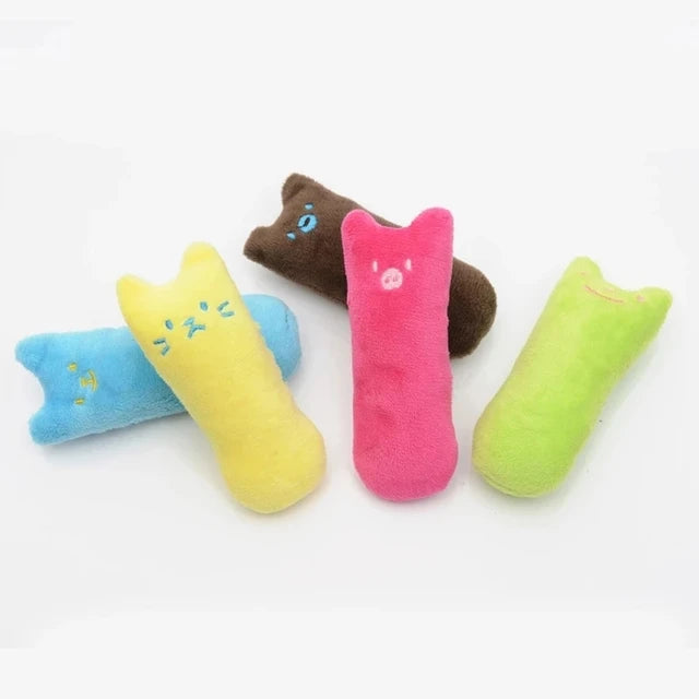 Jouets en peluche interactifs amusants pour chat, Mini meulage des dents, herbe-aux-chats, chaton à mâcher, jouet grinçant, accessoires pour animaux de compagnie