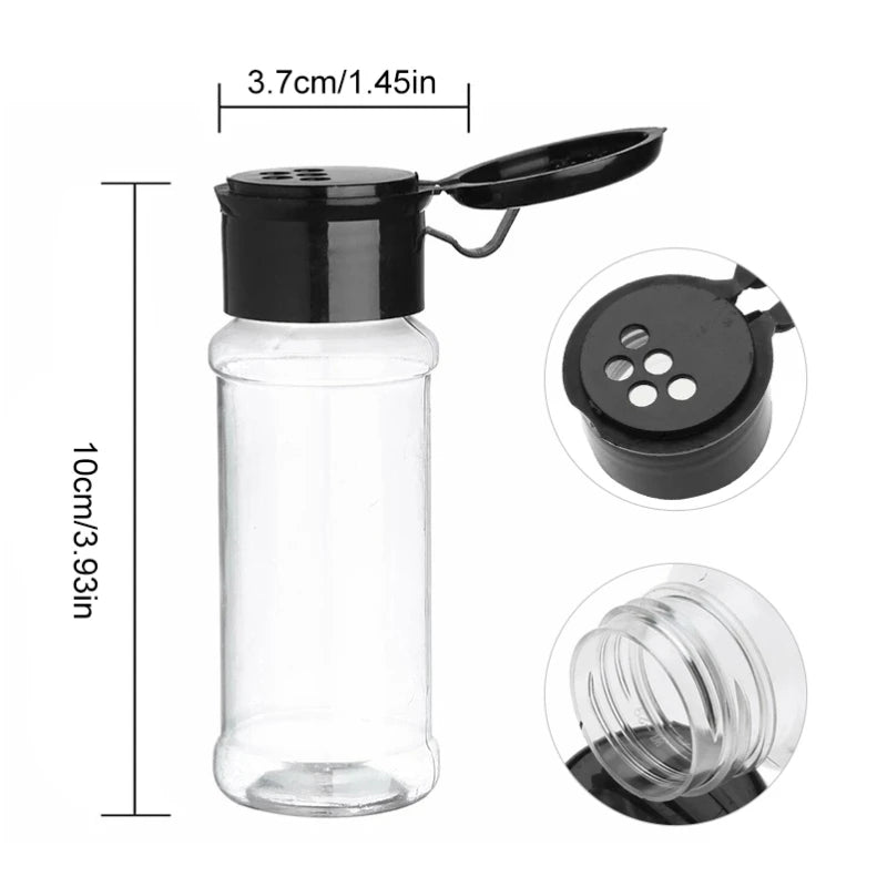 Botellas agitadoras de plástico para especias, tarros para condimentos, cajas de sal y pimienta para utensilios de cocina, organizador de herramientas, contenedor de almacenamiento, 100ML