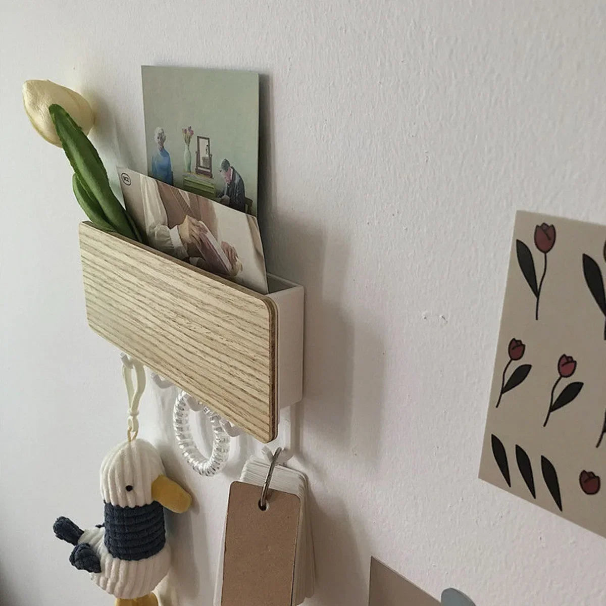 Porte-clé à crochet en bambou, 1 pièce, organisateur en bois pour mur, accessoires de maison, porte de cuisine, porte-manteau suspendu à l'arrière, petit article d'entrée