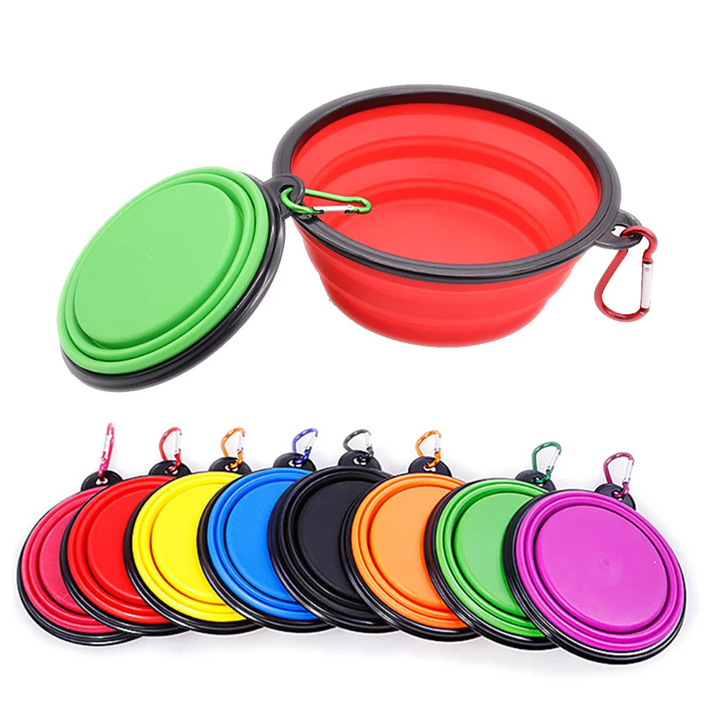 Cuenco plegable portátil para mascotas, comederos de silicona para perros con gancho colgante, cuenco para perros y gatos, artículos para Mascotas, cuenco para comida para perros, Mascotas