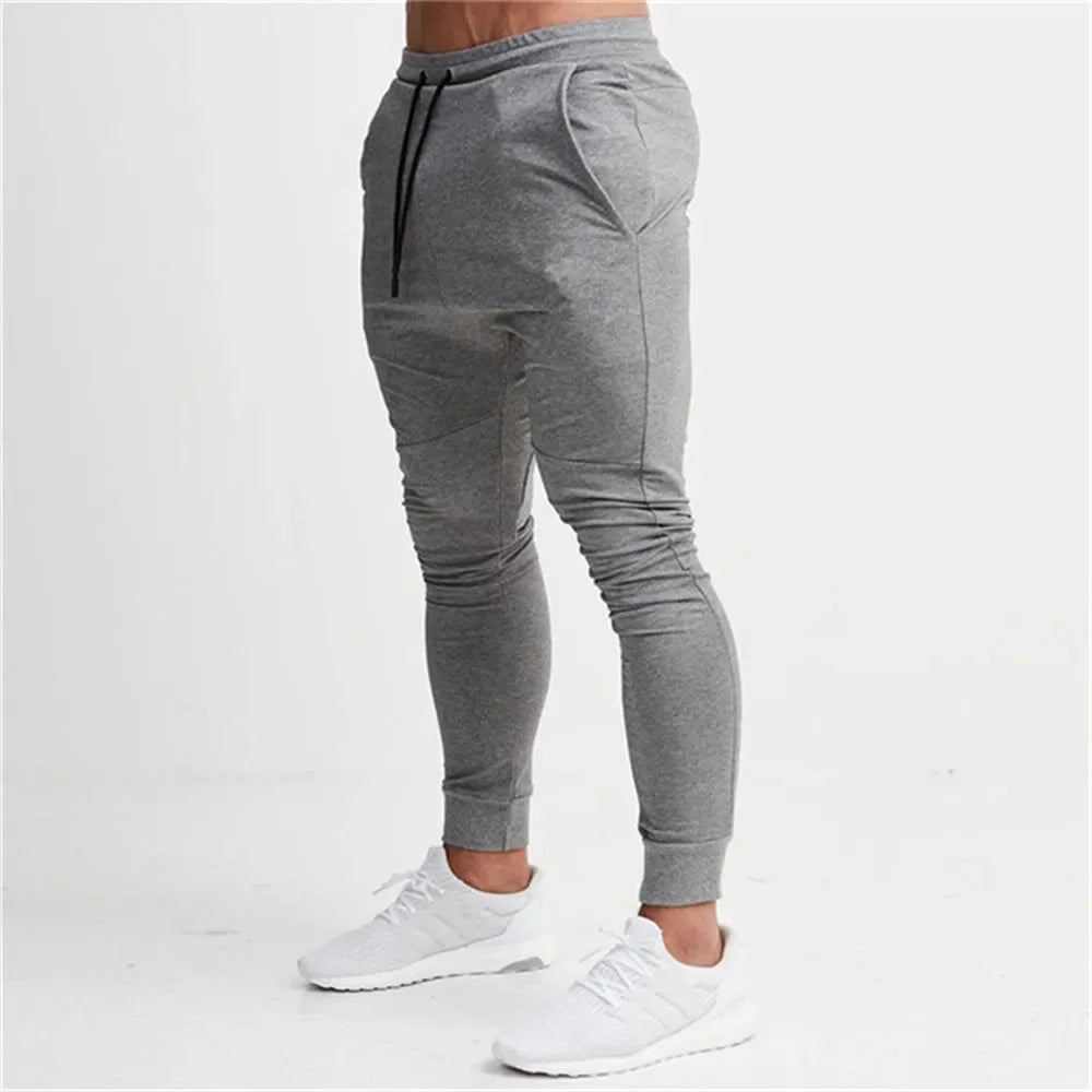 2024 Fashion Men Gyms Pure Color Pants Joggers Fitness Casual Long Pants Men Workout Skinny Sweatpants Jogger Tracksuit Trousers