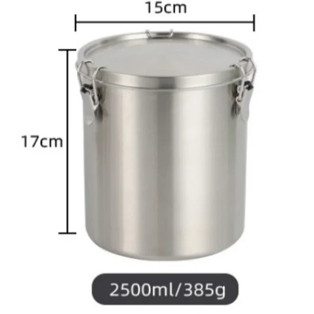 520/1000/1600/2500ml Stainless Steel Tanks Sealed Pasta Fruit Cereal Multigrain Tea Coffee Kitchen Food Storage Containers