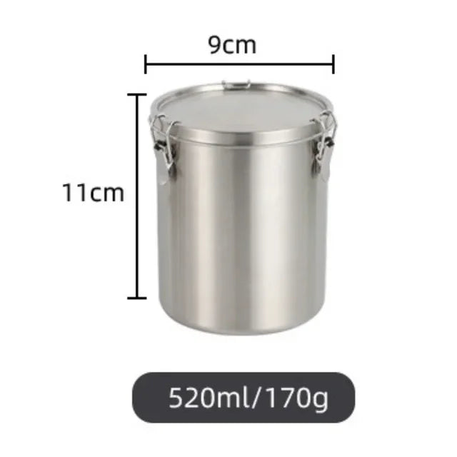 520/1000/1600/2500ml Stainless Steel Tanks Sealed Pasta Fruit Cereal Multigrain Tea Coffee Kitchen Food Storage Containers