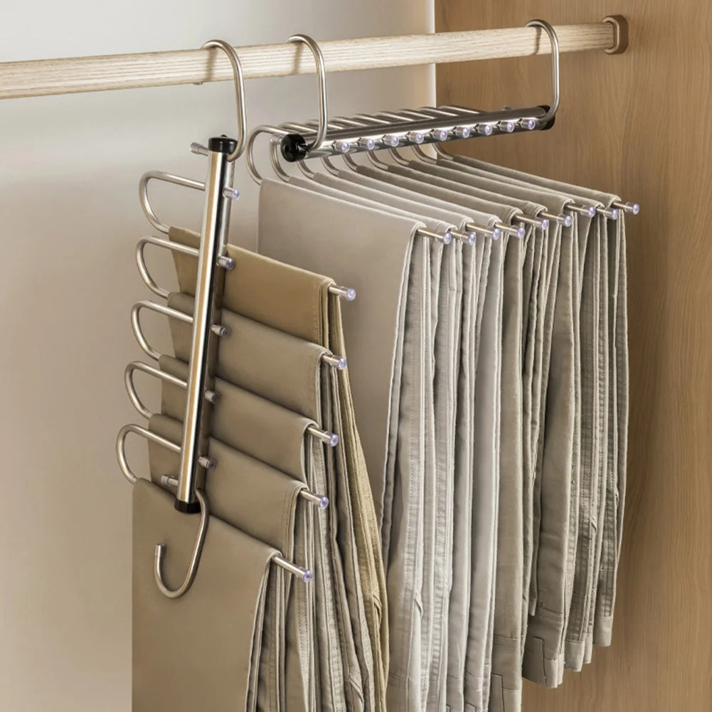 Multi-Function Magic Pants Hangers 5/9 Layer Trouser Hanger Space-Saving Clothing Closet Storage Organiser Hook For Home Use