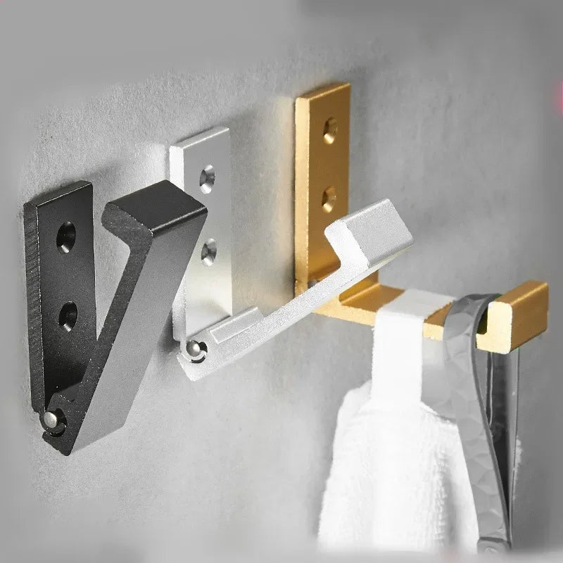 2pcs Folding Wall Invisible Hook for Clothing Aluminum Gold Coat Door Wall Hanger Bathroom Key Home Organizer Door Hooks