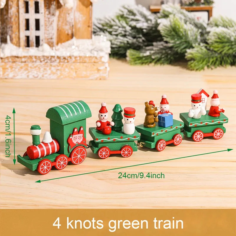 Christmas Wooden Train Merry Christmas Decoration for Home 2024 Christmas Ornaments Navidad Xmas Gift New Year 2025