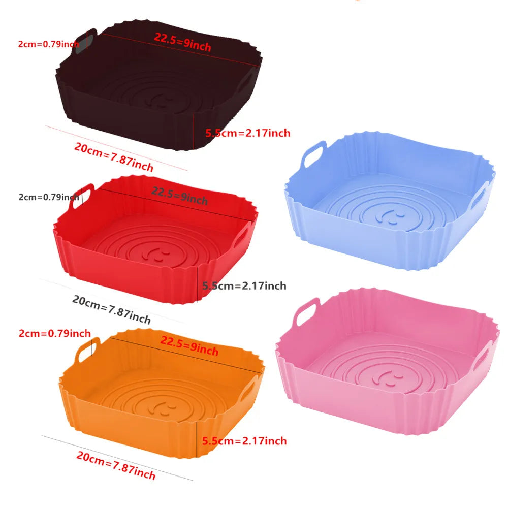 Plateau en Silicone pour friteuse à Air, plateau de cuisson pour four, Pizza, poulet frit, outil de cuisson, doublure réutilisable, panier en Silicone facile à nettoyer