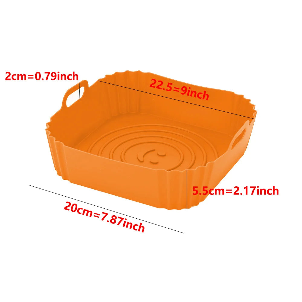 Plateau en Silicone pour friteuse à Air, plateau de cuisson pour four, Pizza, poulet frit, outil de cuisson, doublure réutilisable, panier en Silicone facile à nettoyer