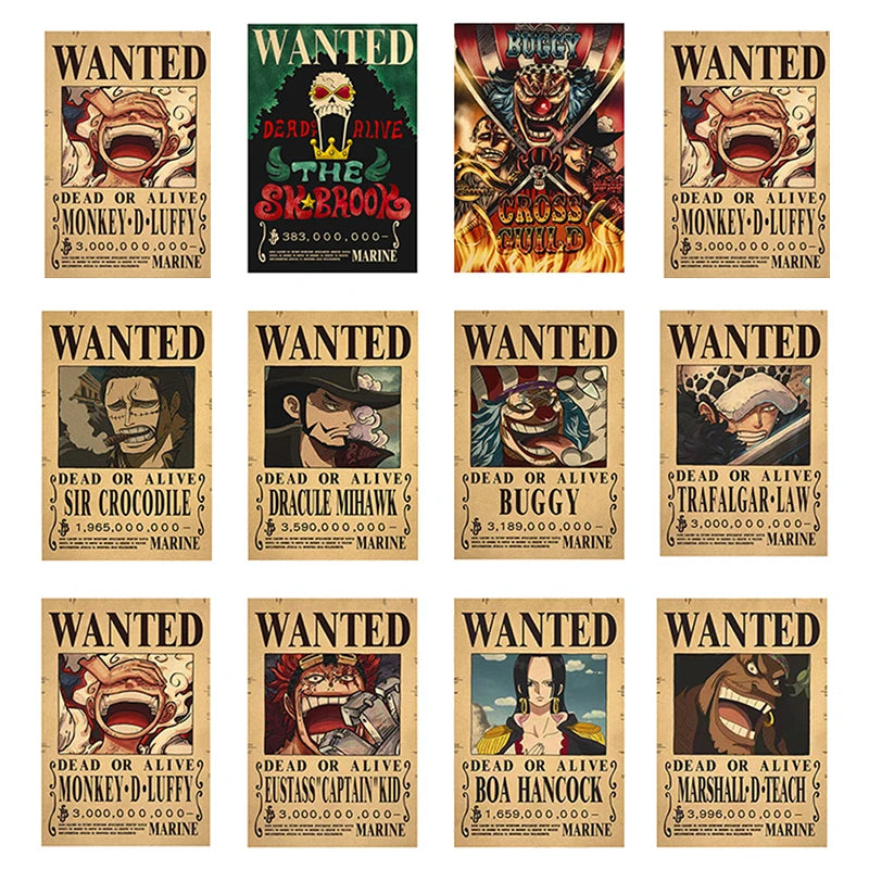 Affiches vintage One Piece Bounty-Luffy &amp; Crew pour décoration murale - 40 options