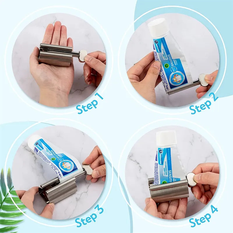 Bathroom Accessories Toothpaste Squeezer Tube Roller Stainless Steel Wringer Roller Rotate Dispenser for Ointments Cosmetics