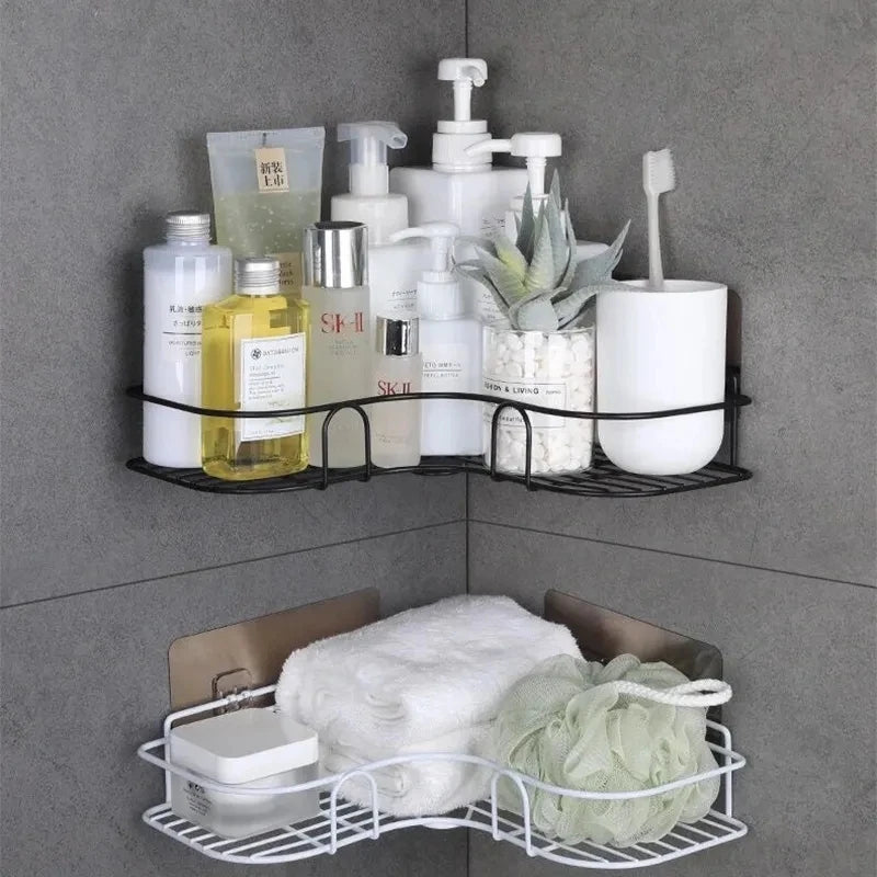 Étagère de salle de bain murale, étagère de rangement d'angle, porte-shampoing, support cosmétique, panier de vidange de douche en fer, organisateur de salle de bain