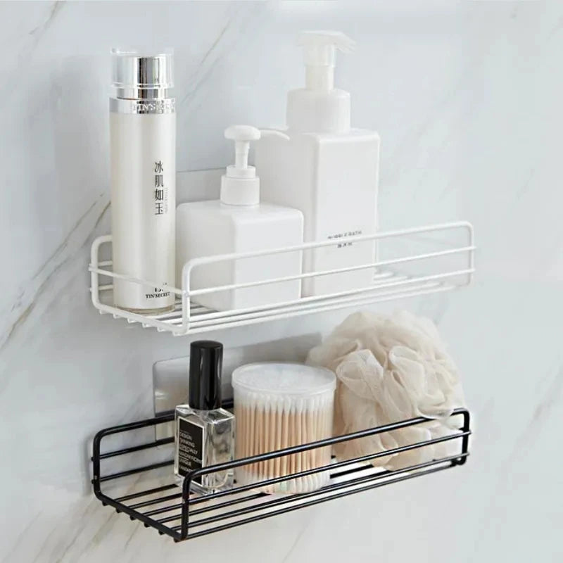 Estante de pared para baño, estantes de almacenamiento esquineros montados, soporte para champú, estante para cosméticos, escurridor de ducha de hierro, organizador de baño