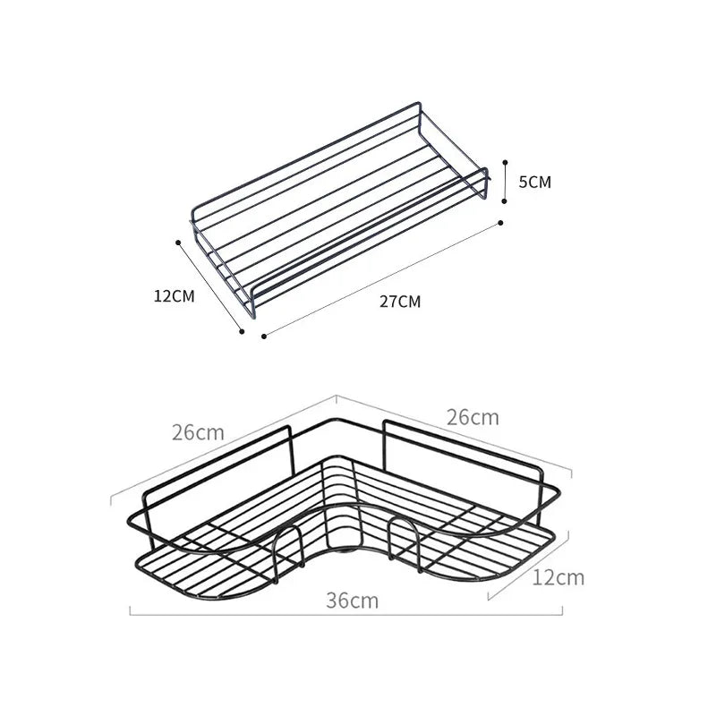 Estante de pared para baño, estantes de almacenamiento esquineros montados, soporte para champú, estante para cosméticos, escurridor de ducha de hierro, organizador de baño